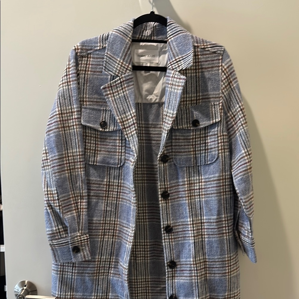 Tribal Jeans Blue Plaid Coat